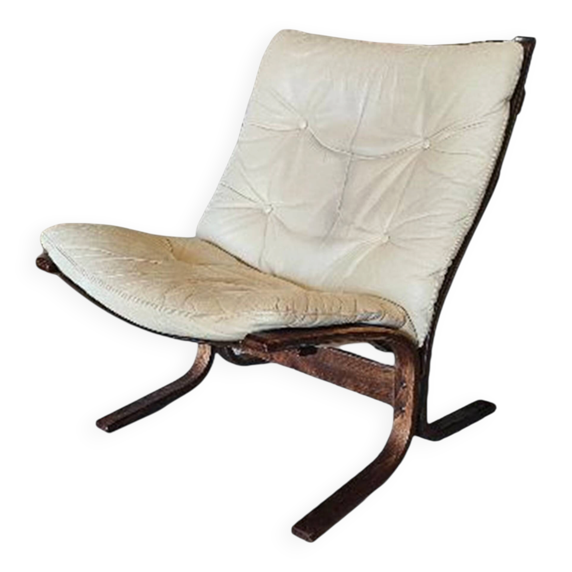 Scandinavian beige leather armchair "Siesta" by Ingmar Relling for Westnof