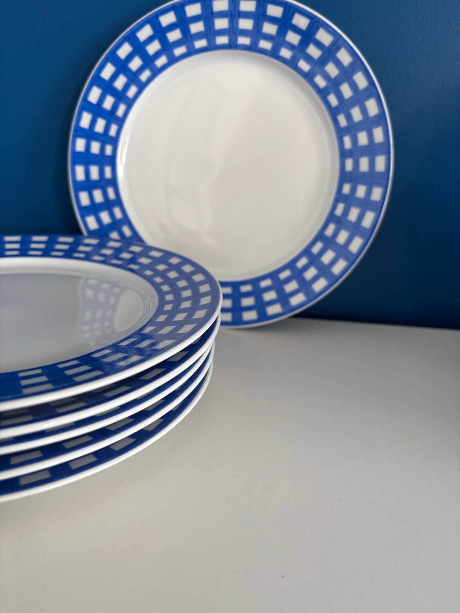 Set of 6 dessert plates Guy Degrenne vintage blue pareo model - serv