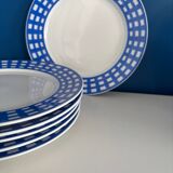 Set of 6 Guy Degrenne dessert plates, vintage blue pareo model - serv
