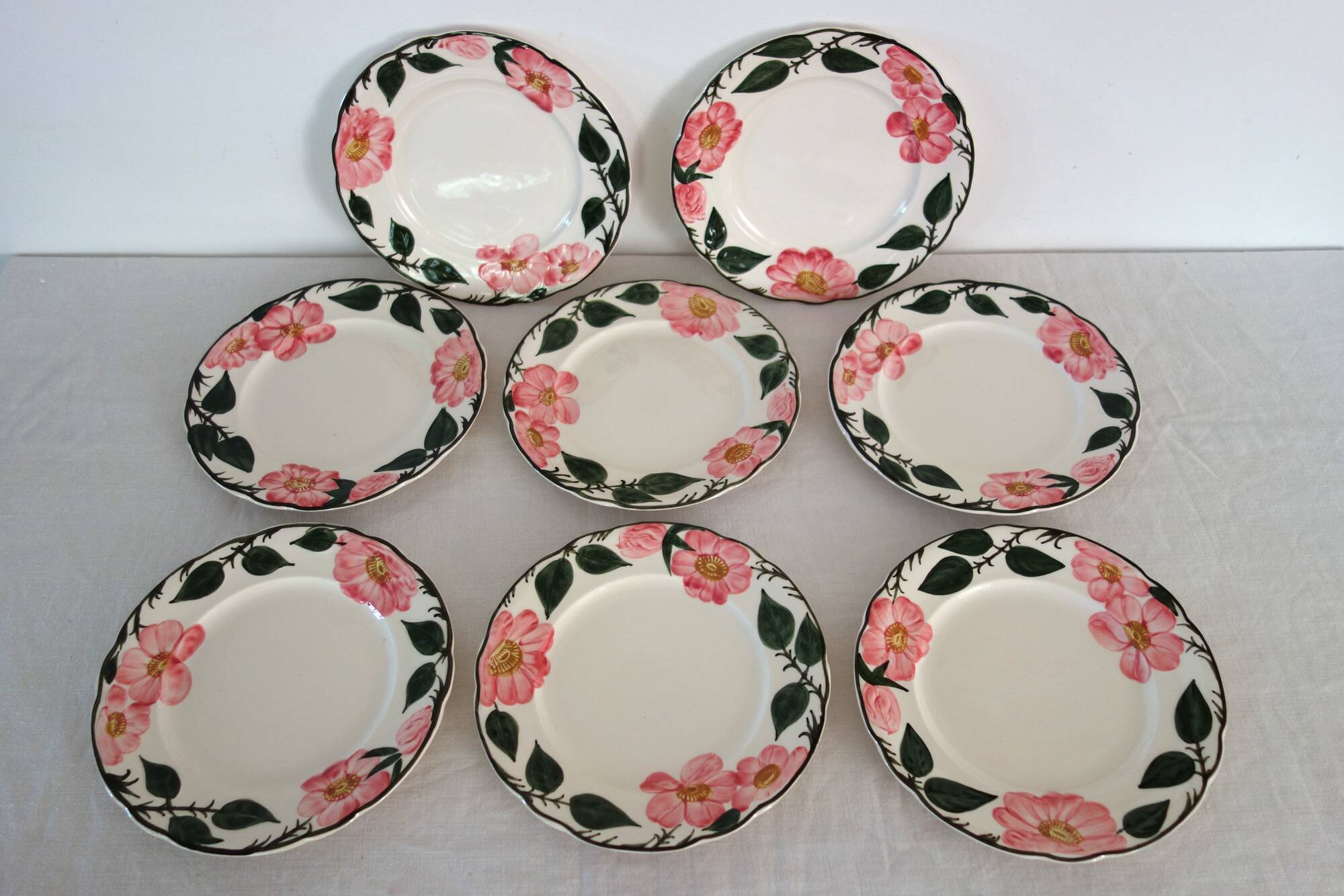 8 assiettes plates Villeroy & Boch "Wild rose", 1970