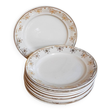 Huit assiettes à dessert Villeroy & Boch décor or