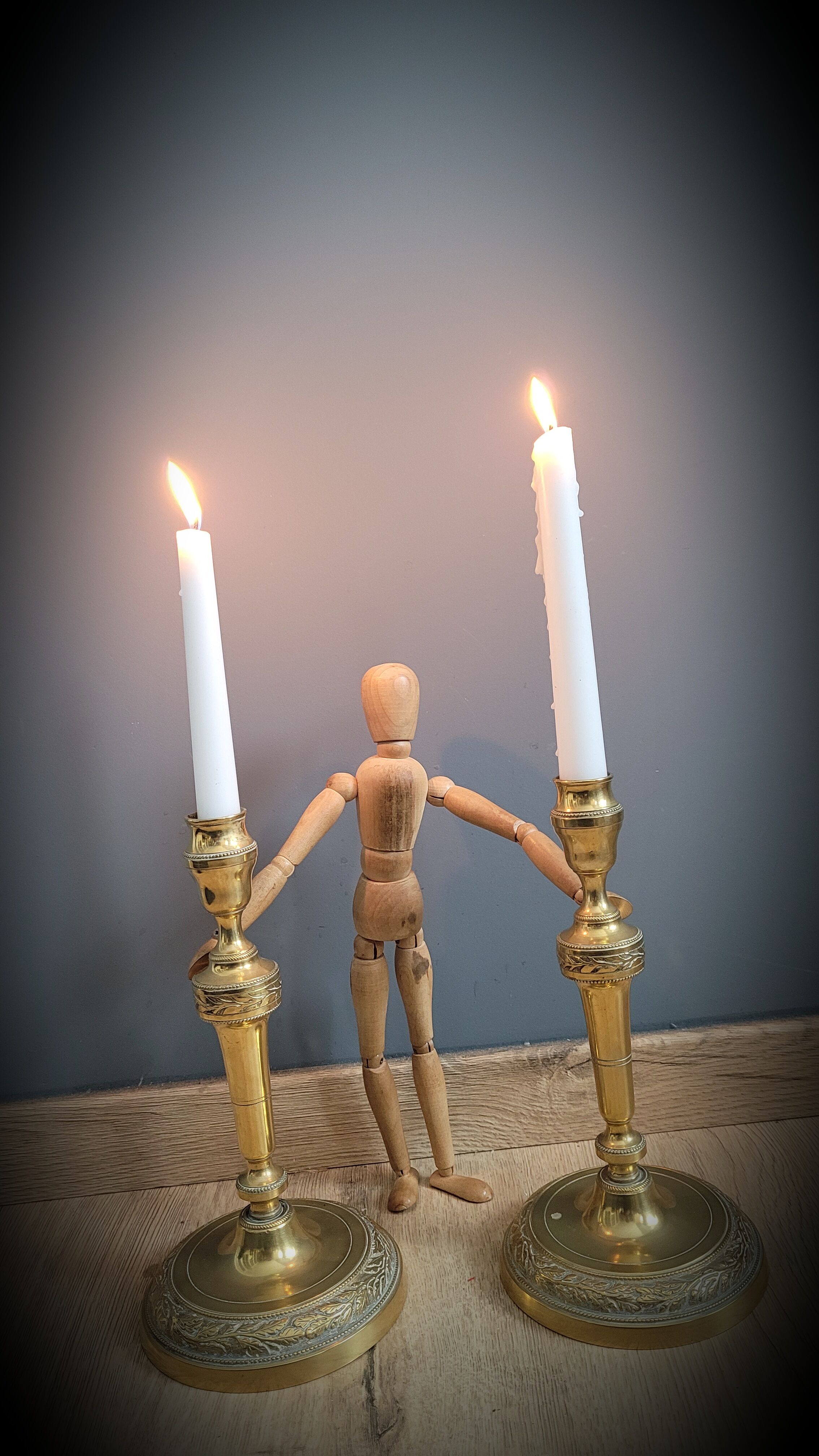 Duo of gilded carved candlesticks