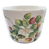 Flower pot with floral decoration in slip