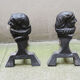 Old Cast Iron Chenets Profile of Man with Collerette