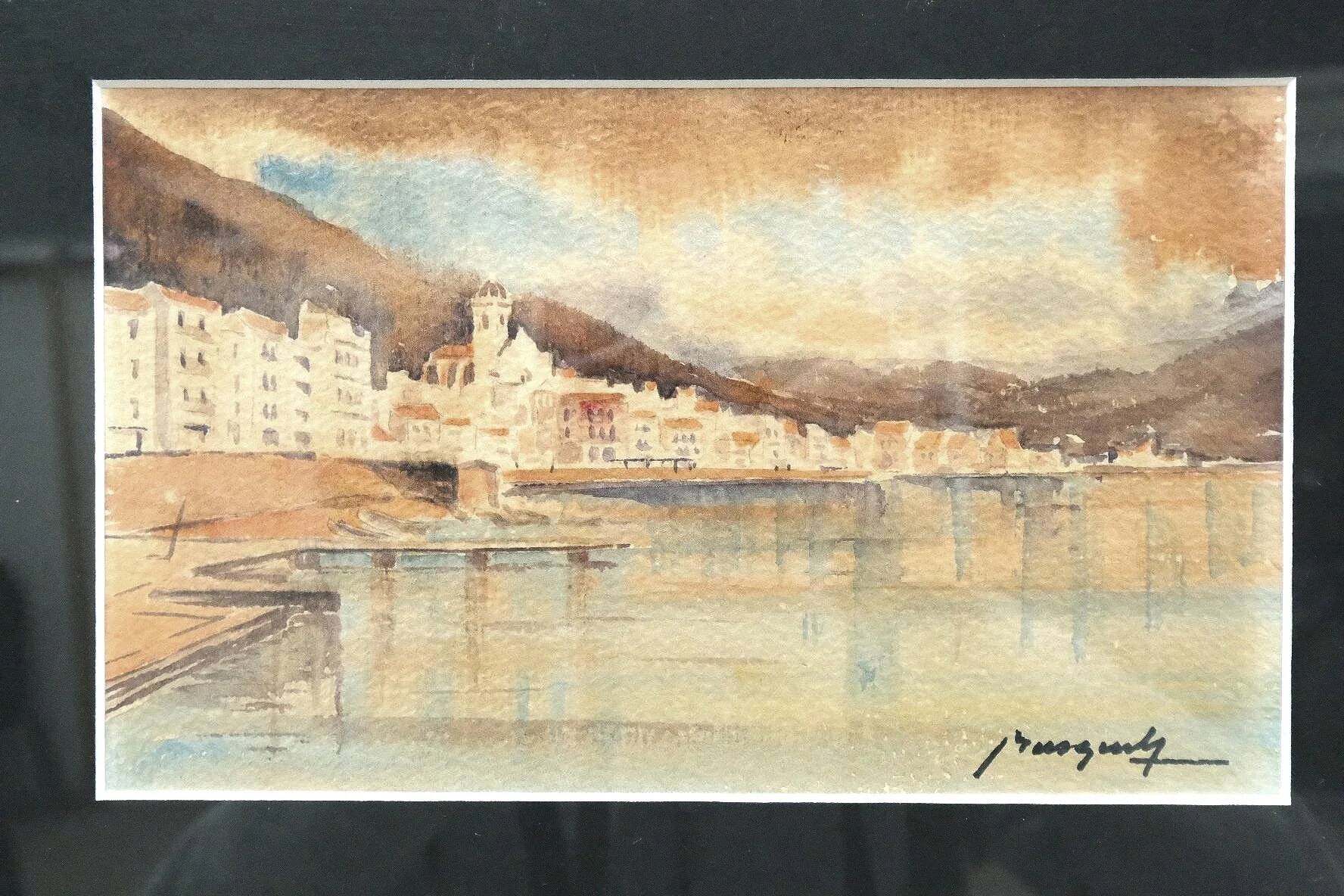Watercolor on paper, signed, circa 1930