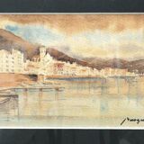 Watercolor on paper, signed, circa 1930