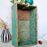 Patinated green wooden box
