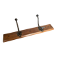 Old wooden coat rack + 2 double black metal hooks