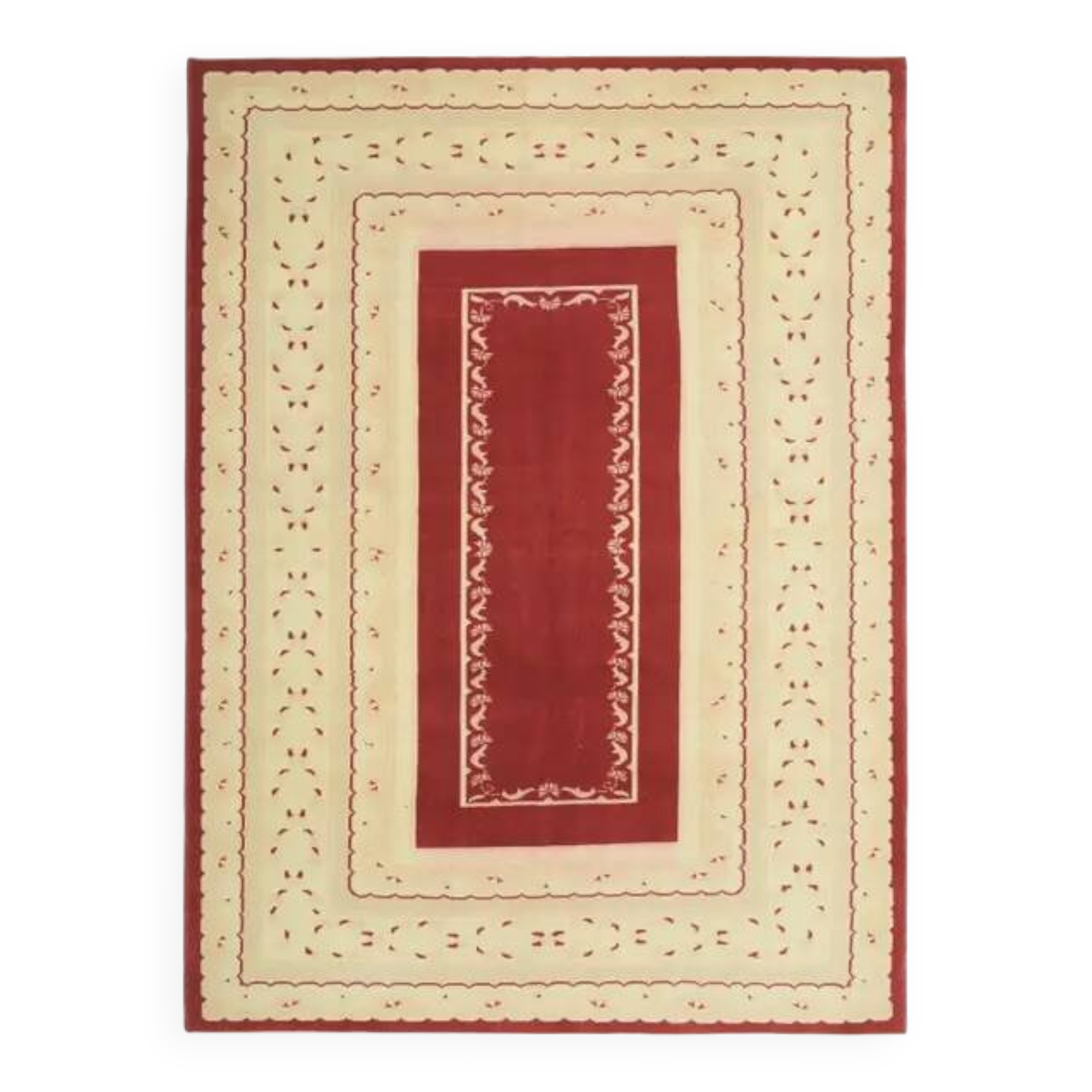 1970s Vintage Turkish Oushak Handmade Wool Cotton Beige Area Rug 194x263
