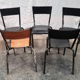 5 anciennes chaises d'ecole vintage