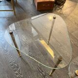 1960s designer glass and metal sofa end table