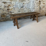 Pair of small antique solid wood benches