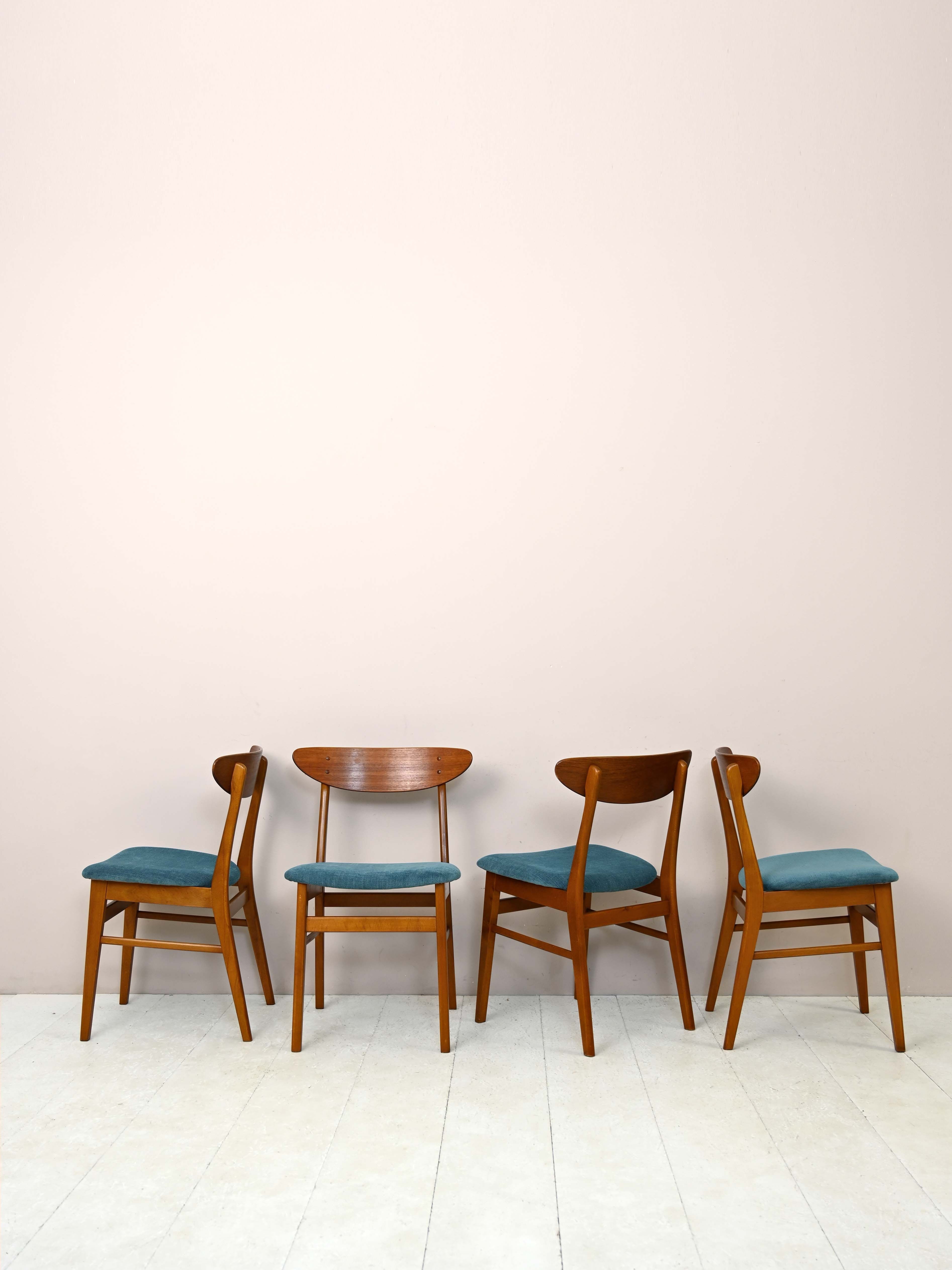 Vintage Danish chairs with upholstered seat