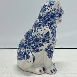 Tiger Statue Ceramic Delft Blue