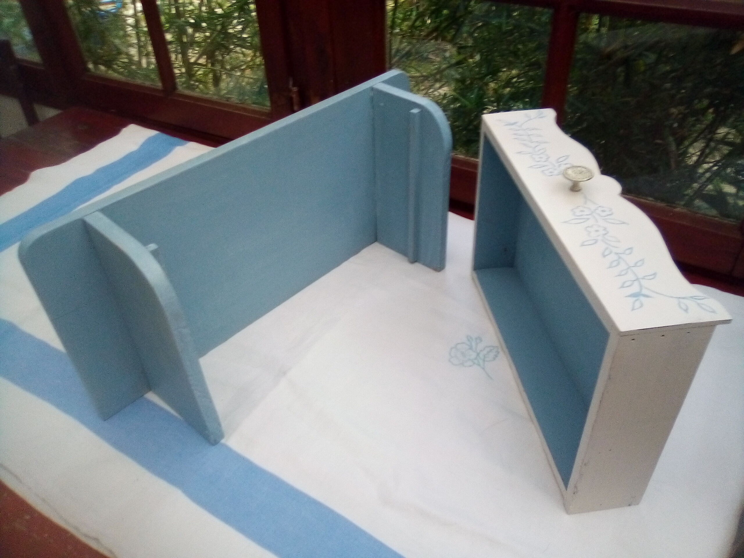 Old wooden shelf with drawer