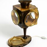 Mid Century italian table lamp with ashtray like a lantern by Aldo Tura