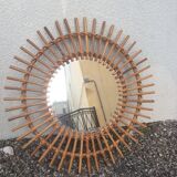 Rattan sun mirror 58x58cm