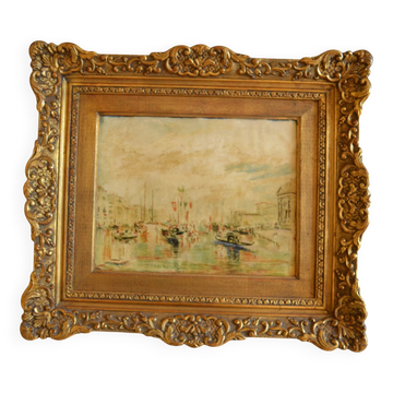 Venice "The Grand Canal" Old painting Oil on canvas