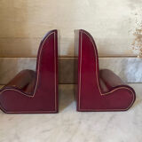 Pair of Italian leather bookends from the 60s
