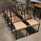 Set of 8 chairs in tubular metal