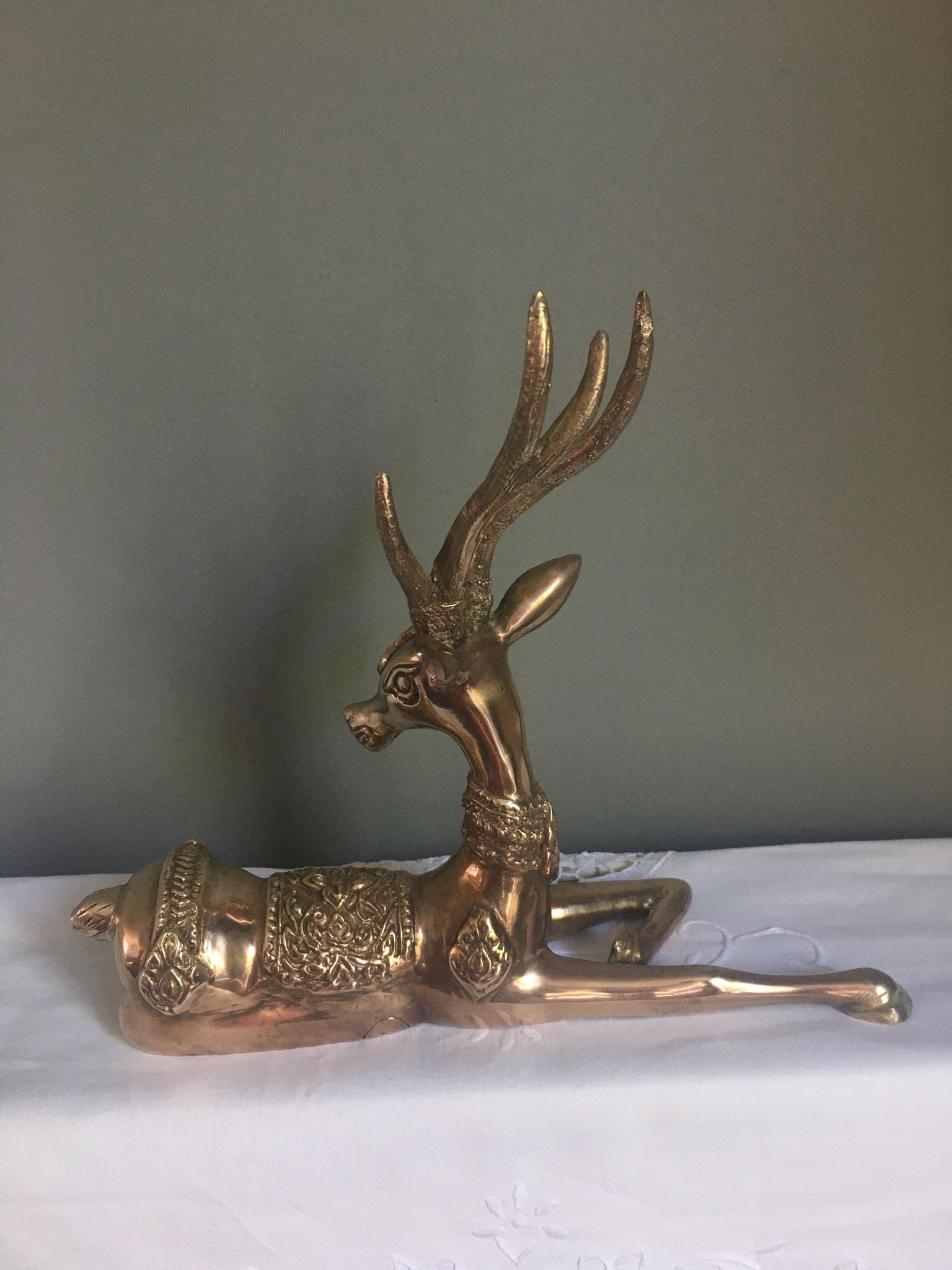Vintage brass royal deer