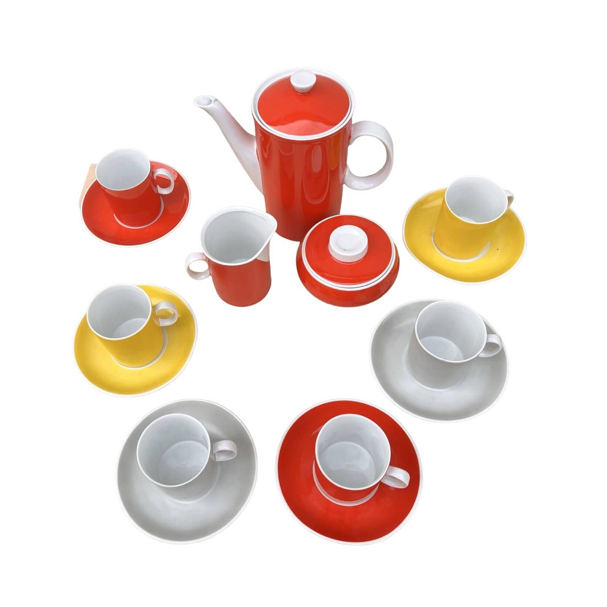 Coffee service for 6 people, milo designed by a. sadulski, karolina table porcelain plant, poland, 1