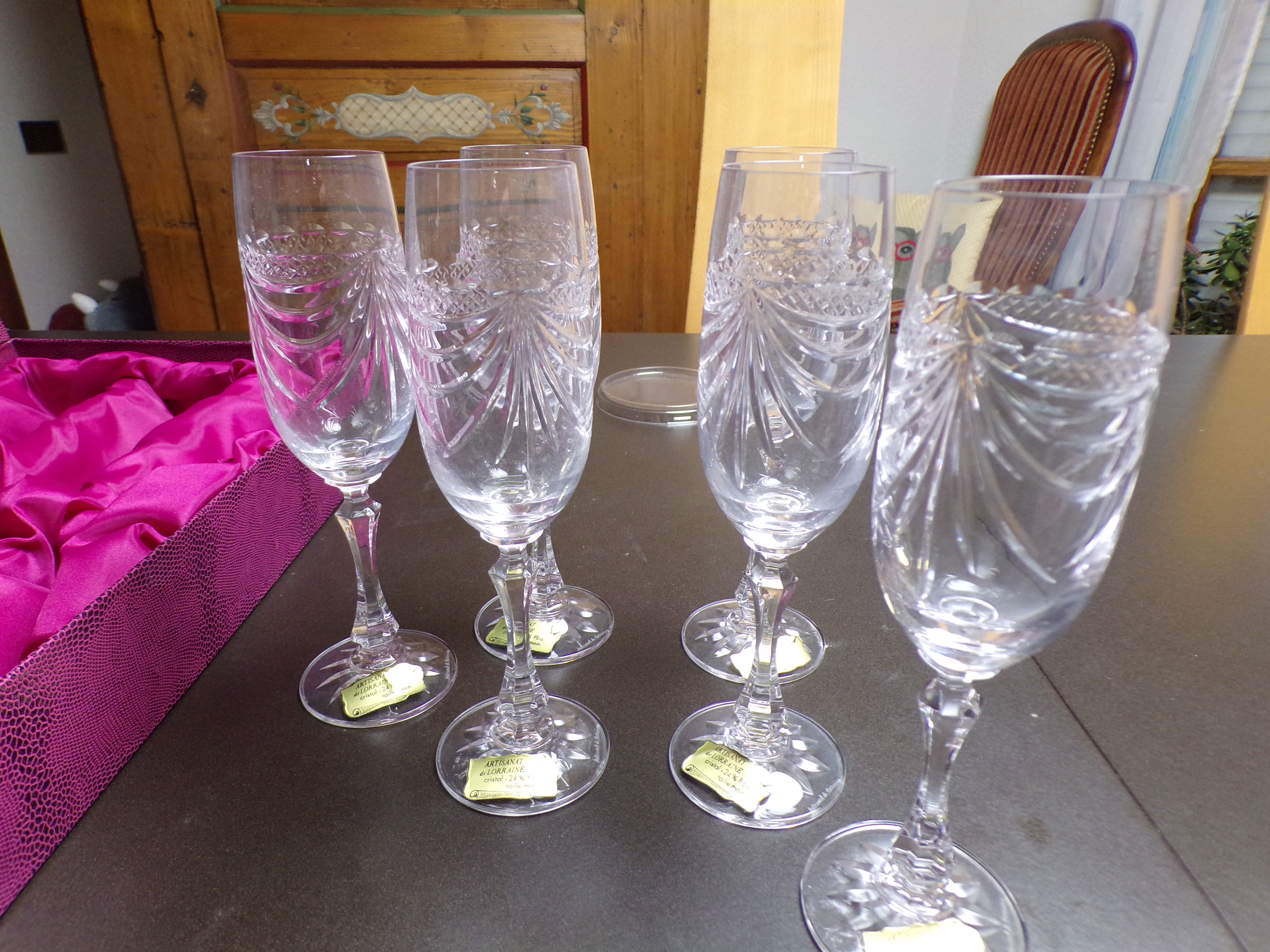 6 flutes à champagne cristal de Lorraine modele Gerard | Selency