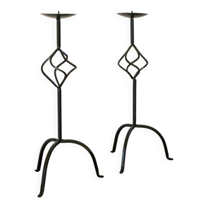 Paire de chandeliers - fer 1970