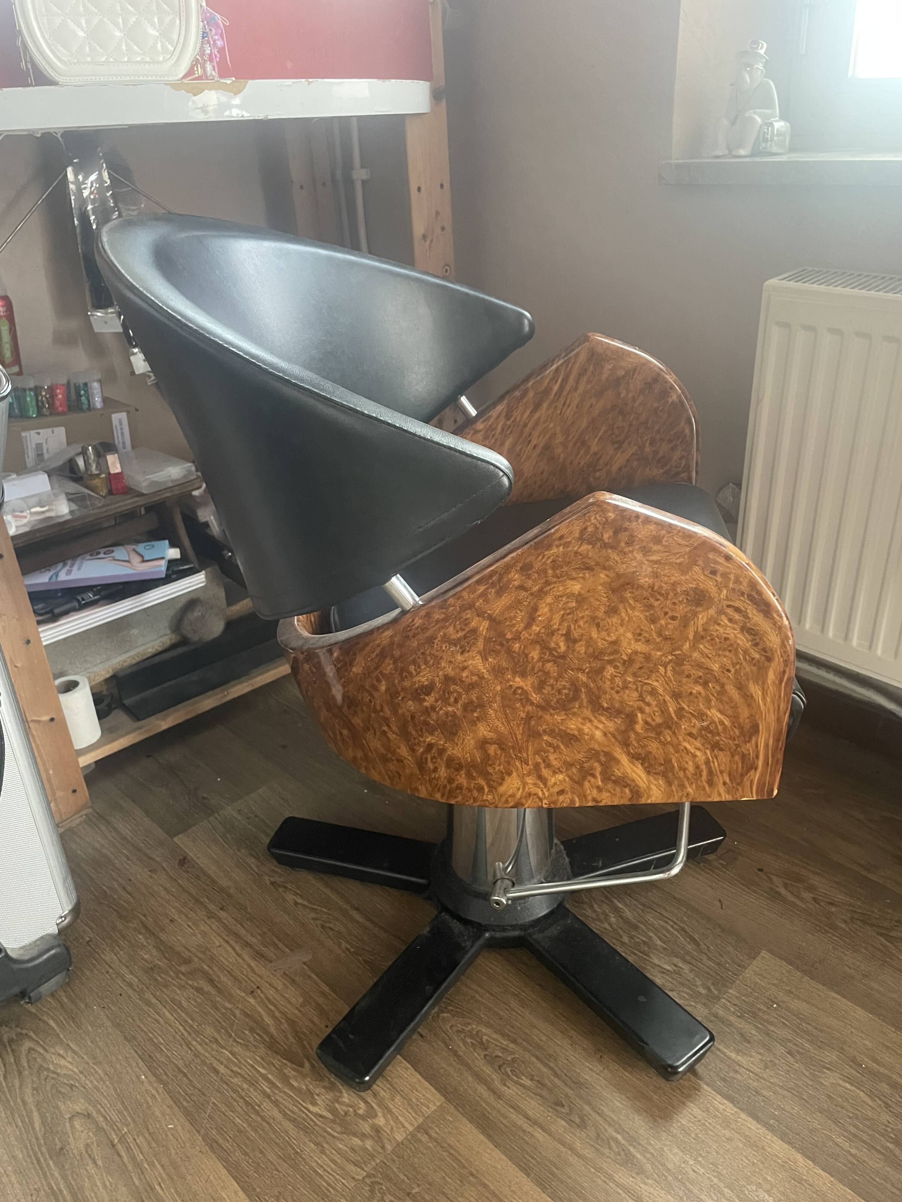 Fauteuil de coiffeur vintage Space Age — effet ronce, années 1970