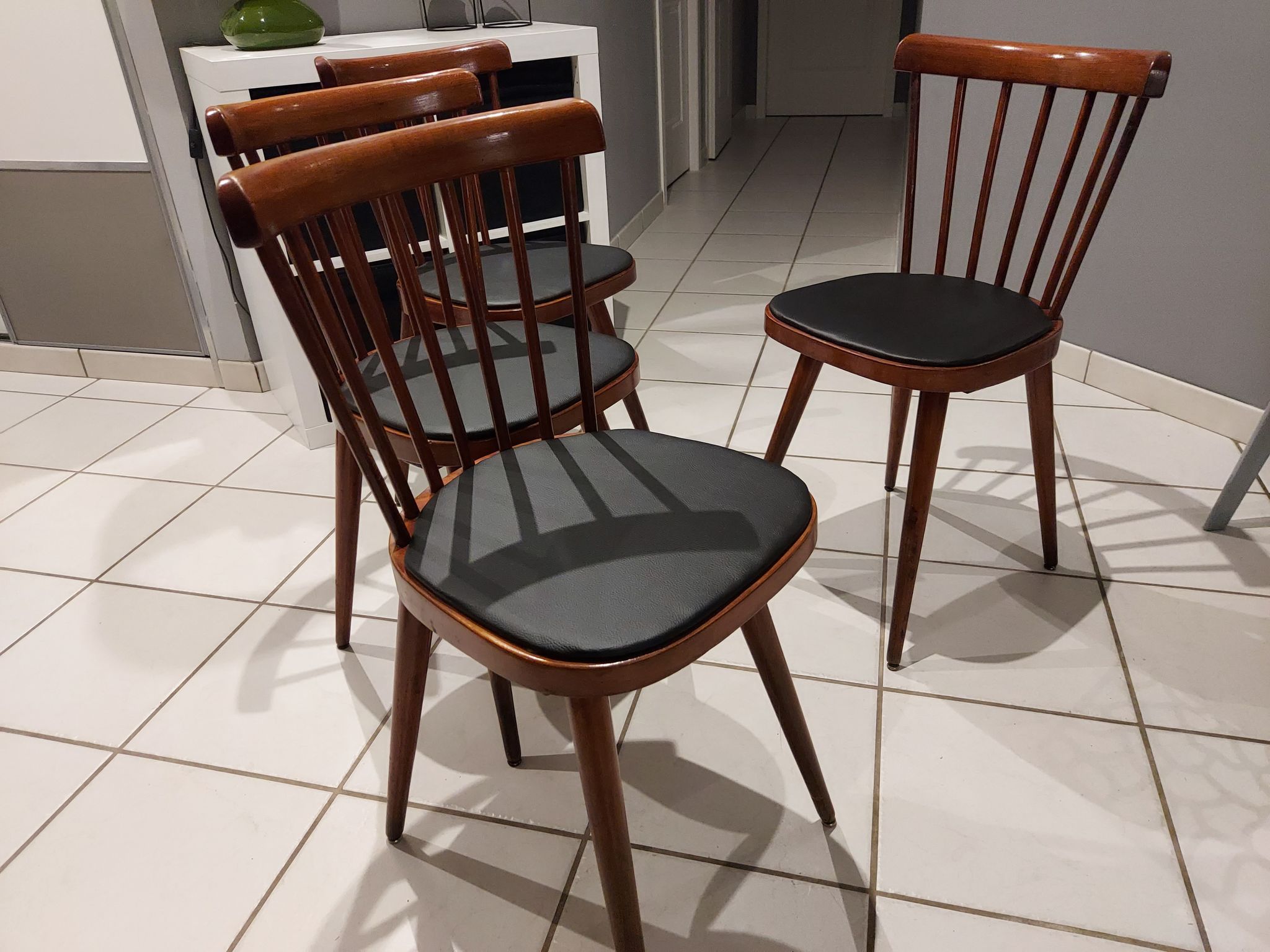 Set of 4 chairs of Bistrot Baumann model 740V, 1960