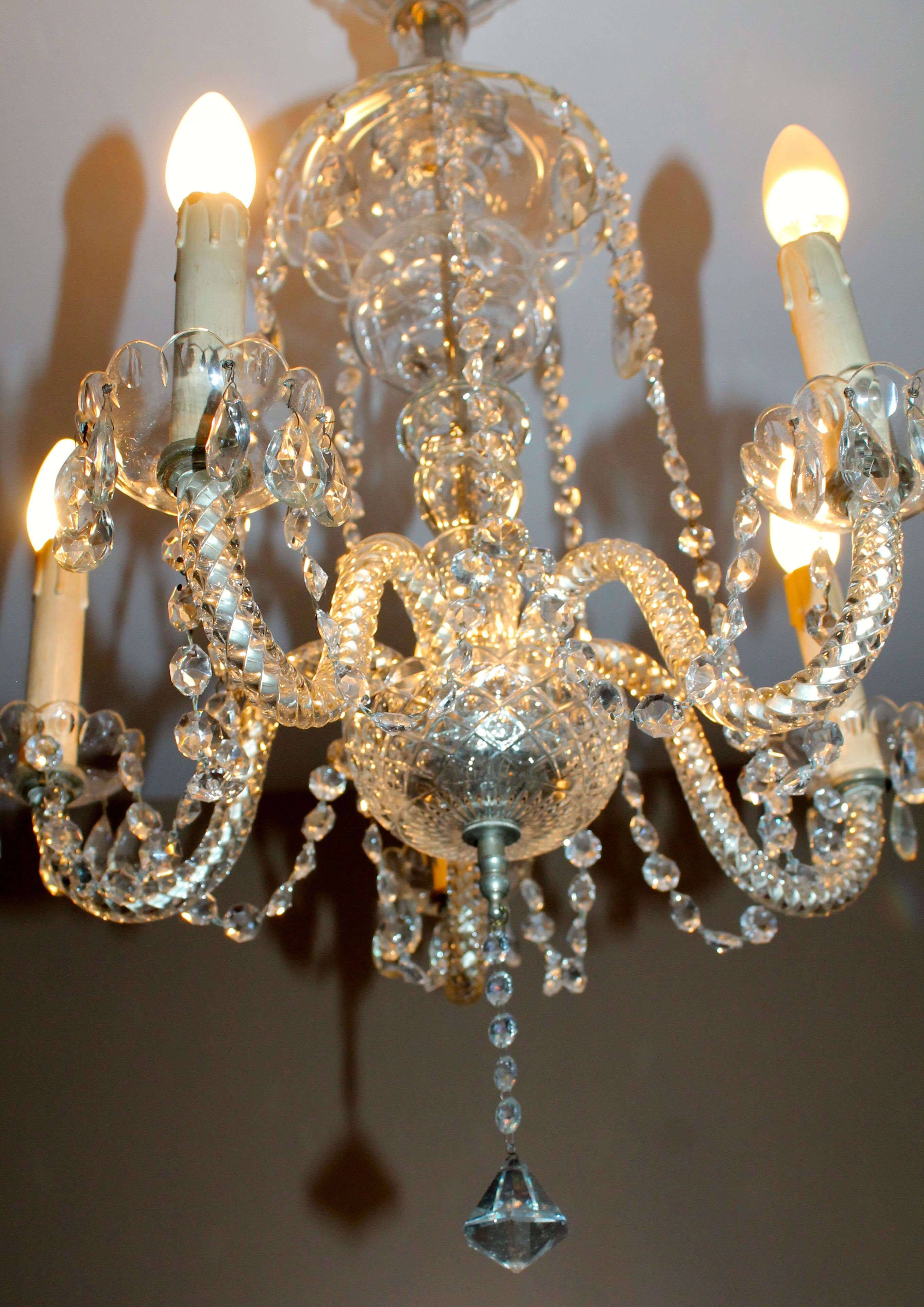5 lights crystal pendant chandelier from Czechoslovakia