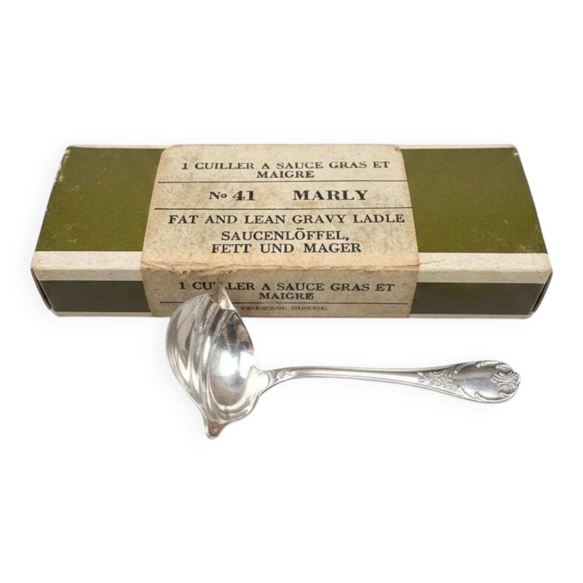 Christofle, Marly model, sauce spoon for lean and fatty sauces.