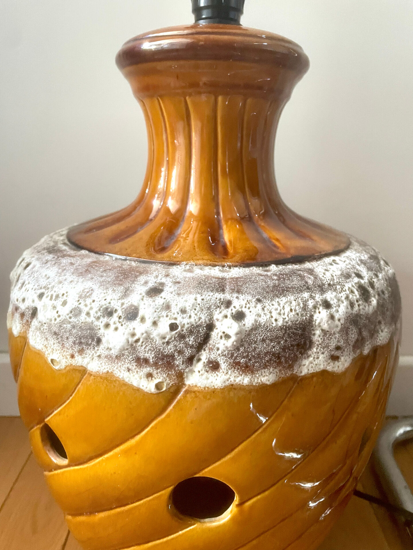 Mid-century perforated ceramic lamp