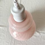 Suspensions en opaline rose et blanche