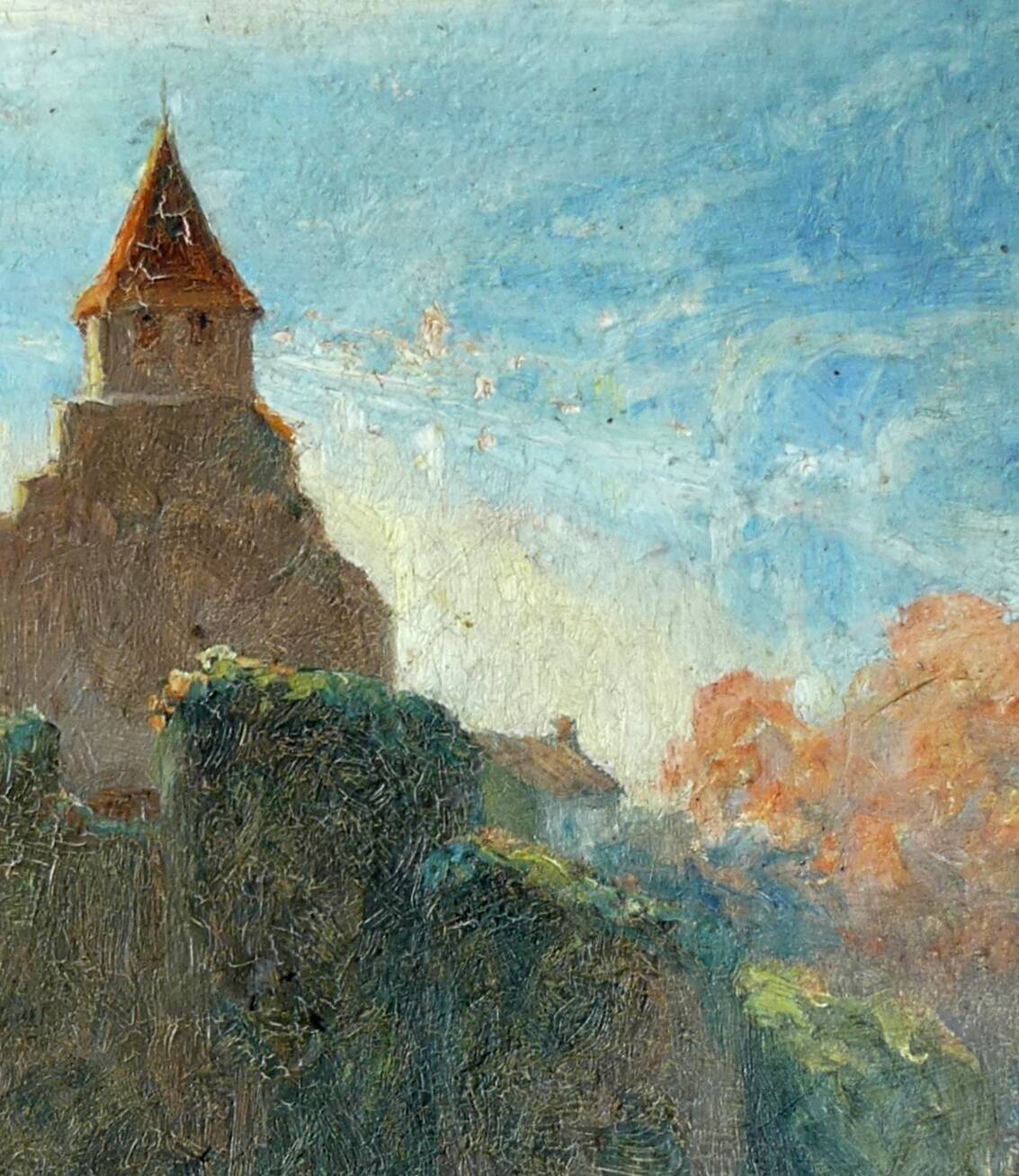 Old painting oil landscape pyrenees jean torthe 1890-1981 agen