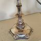 Pied de lampe en laiton bronze doré, ancien flambeau bougeoir électrifié