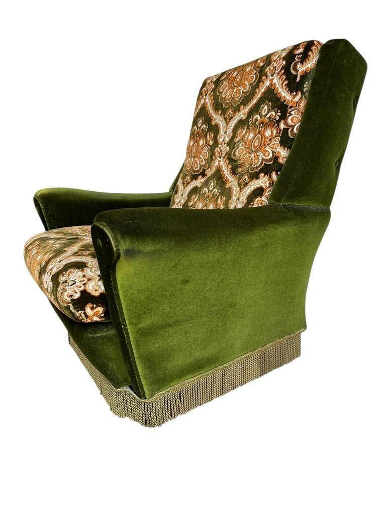 Fauteuil vintage vert mousse / une place