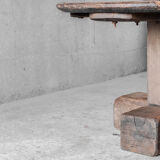 Round primitive dining table, solid wood