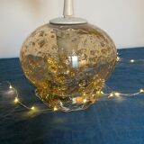 Blown glass pendant lamp with bubbles - 70s