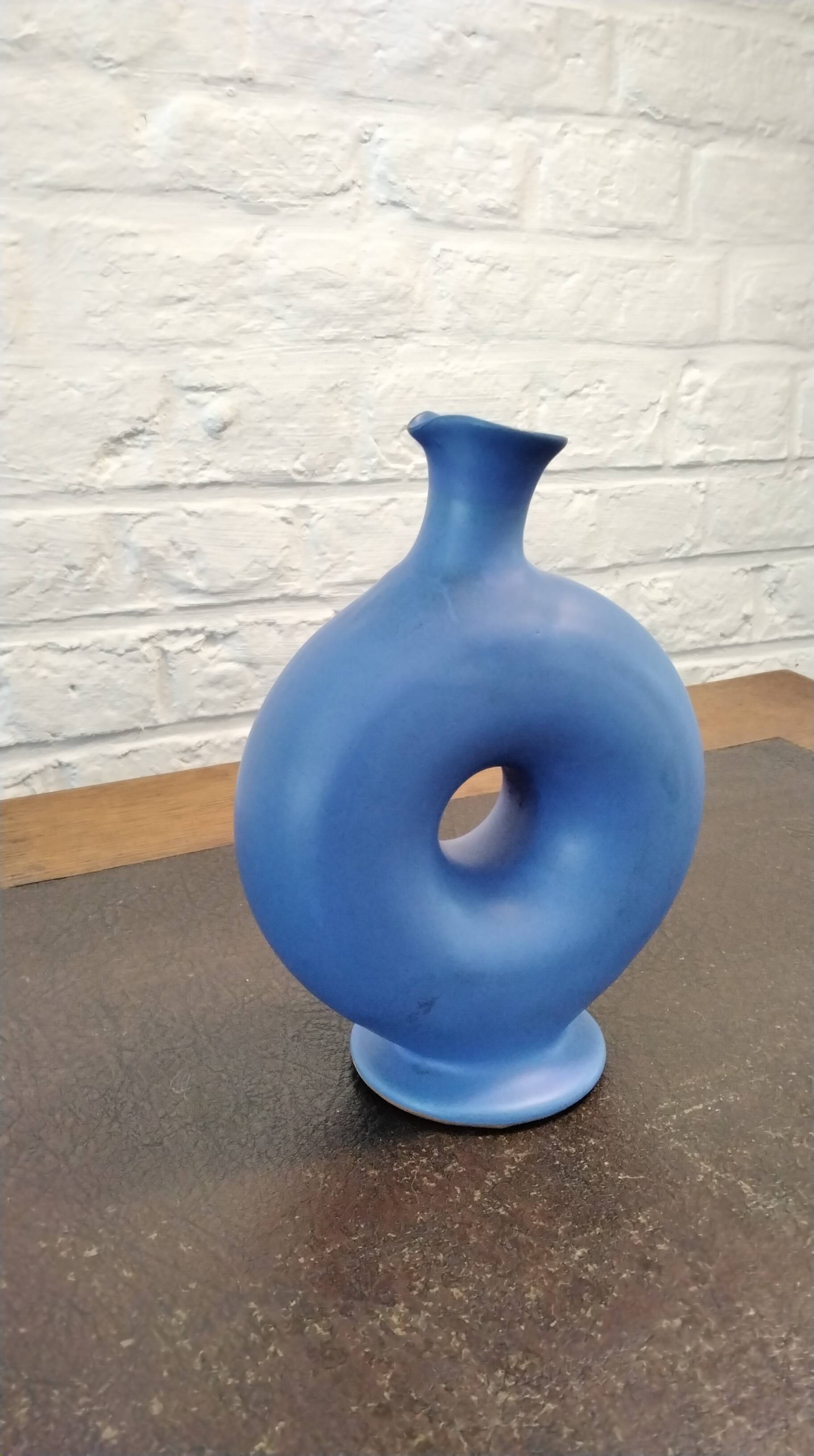 Blue donut vase