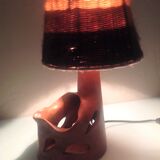 Ceramic lamp terracotta and lampshade wool 50/60