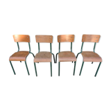 set of four school chairs 1950