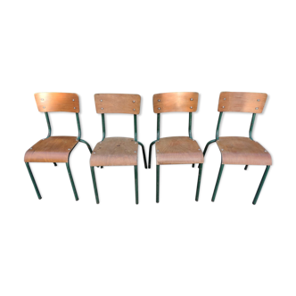 set of four school chairs 1950