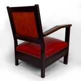 Pair of Colonial Art Deco Carved Wood Armchairs, Algeria, 1930