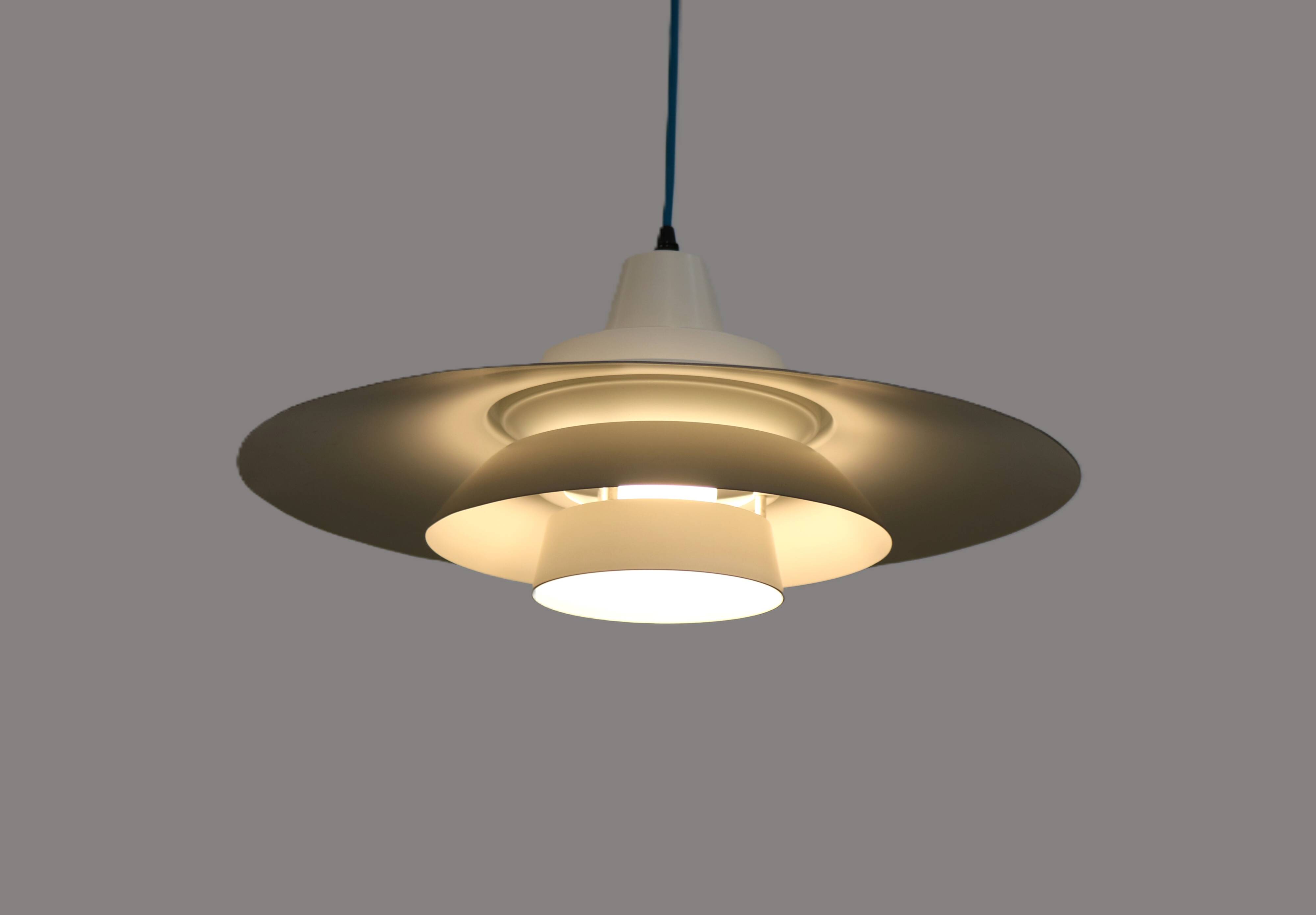 Vintage David Mogensen White Pendant Lamp, Super Light A/S, Danish Mid-Century