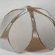 1970s ceiling light with floral design, light beige shade with gold finish.