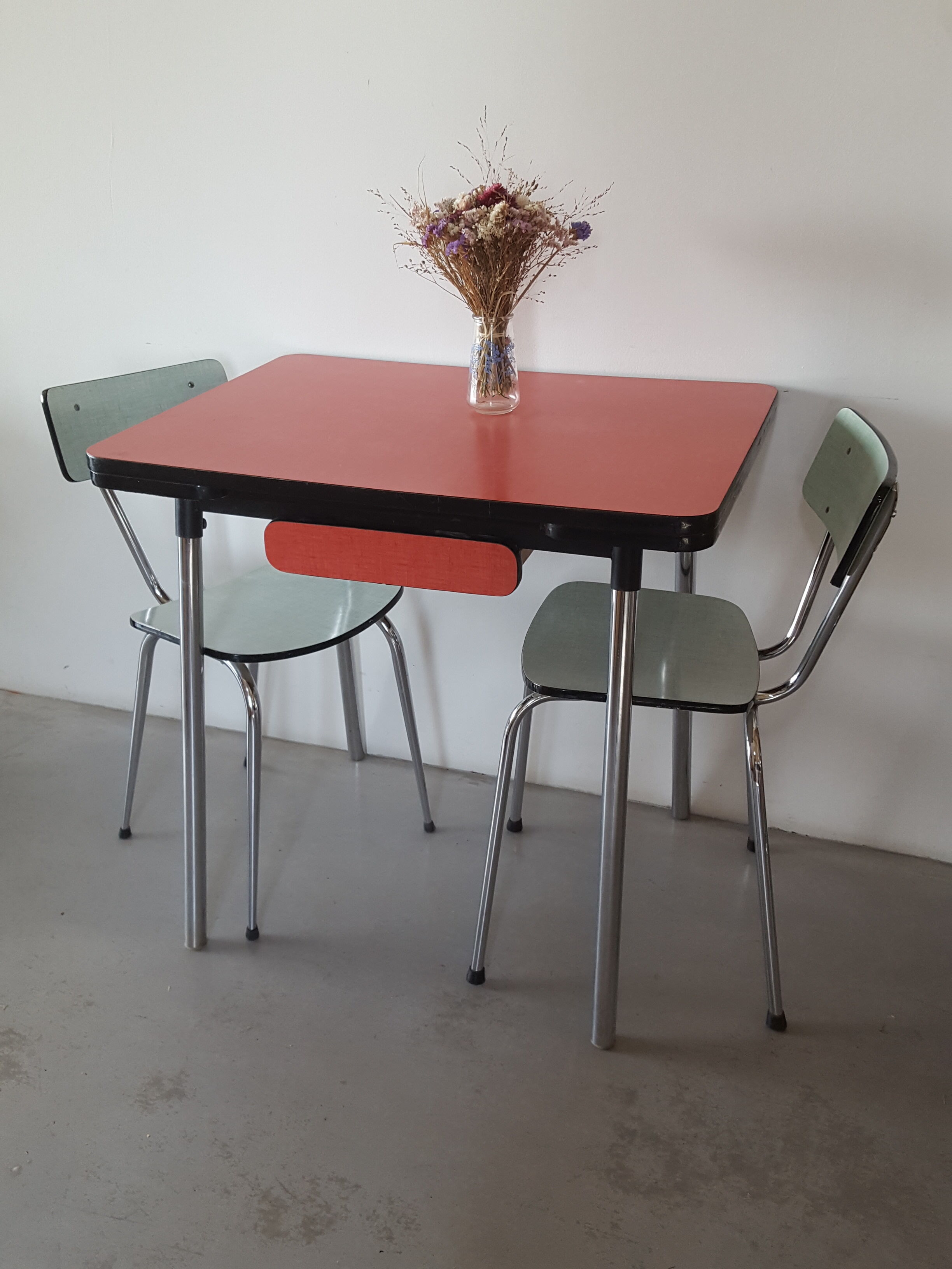Red formica table