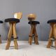Set of 4 vintage brutalist bar stools, 1960s