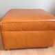 Ottoman on wheels vintage 70s caramel leather
