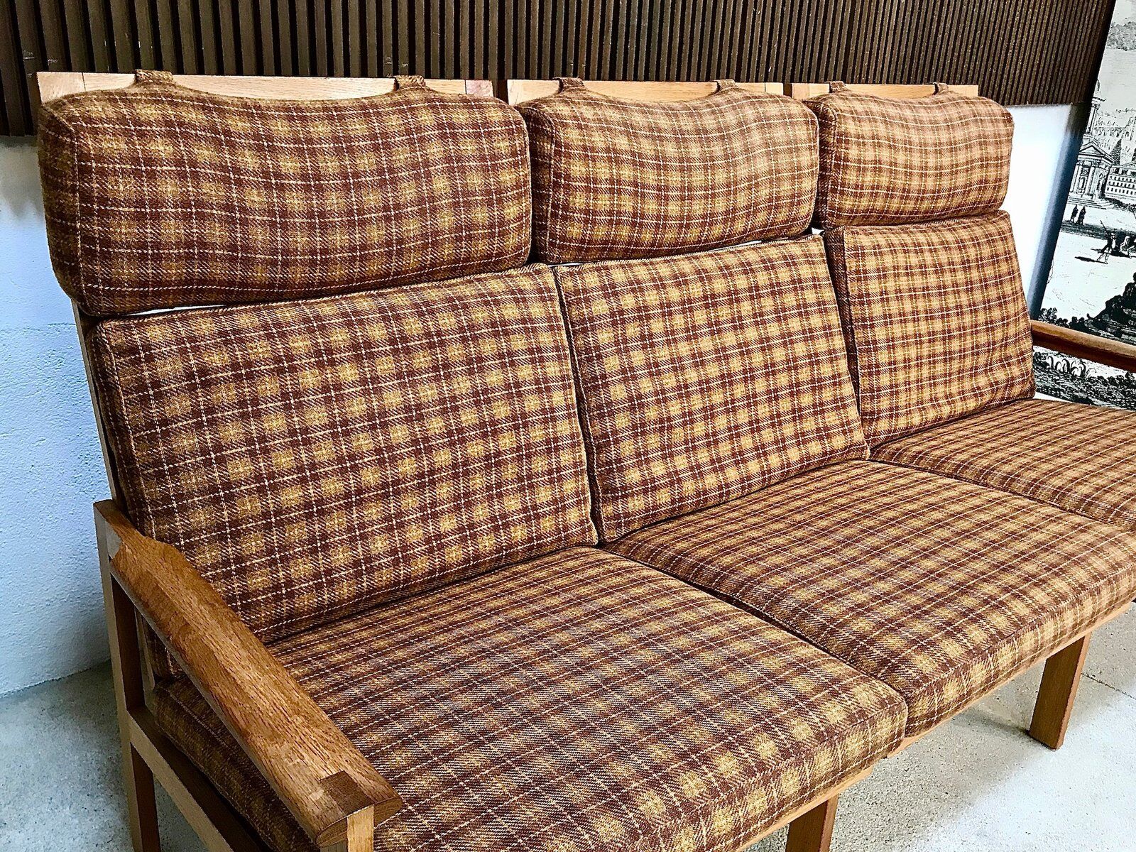 3-seater highback Capella sofa in oak by Illum Wikkelsø, Denmark 1960s